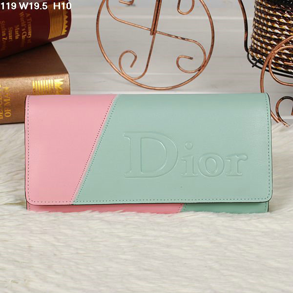 dior bi-fold wallet calfskin 119 lightblue&pink